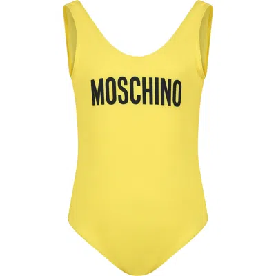 Moschino Kids' Yellow Swimsuit For Girl With Logo