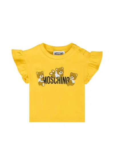 Moschino Yellow T-shirt For Baby Girl With Teddy Bears