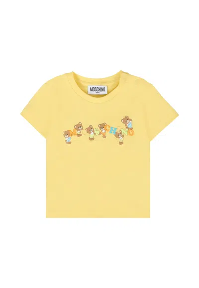 Moschino Yellow T-shirt For Babykids With Teddy Bear