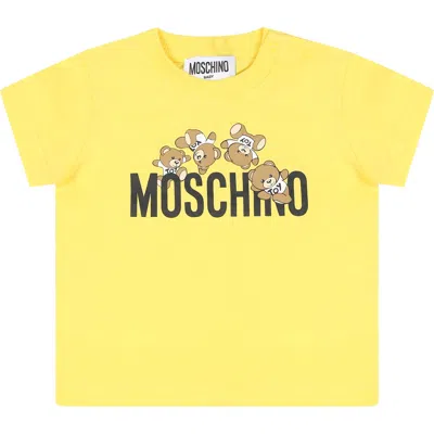 Moschino Yellow T-shirt For Babykids With Teddy Bear
