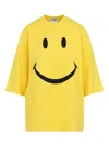 Moschino Crew Neck Smiley Face Print T-shirt In Yellow