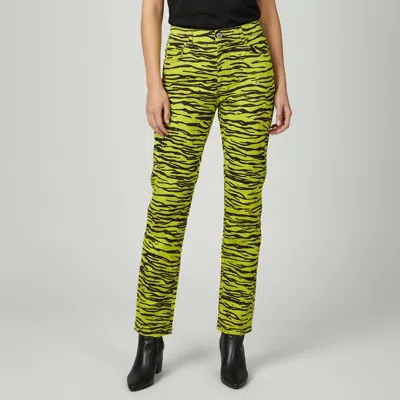 Pre-owned Moschino Yellow Zebra Print Denim Skinny Jeans L/waist 32"
