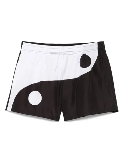 Moschino Ying-yang Swim Shorts In Black