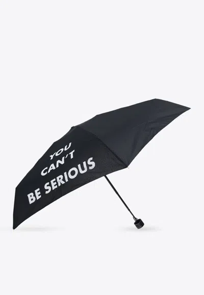 Moschino You Can't Be Serious Printed Umbrella In Black