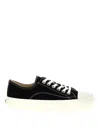 Moschino Stitched Canvas Low-top Sneakers With Rubber Sole In Black