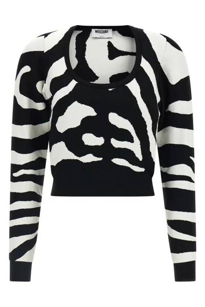 Moschino Zebra Intarsia Sweater In Multi