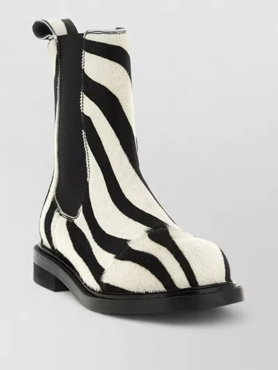 Moschino Zebra Pattern Ankle Boots Elastic Panels In Multi