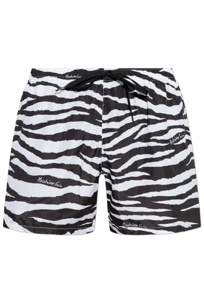 MOSCHINO MOSCHINO ZEBRA PATTERN DRAWSTRING SWIM SHORTS