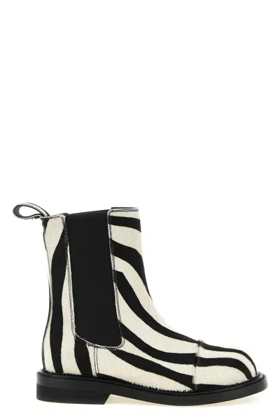 MOSCHINO ZEBRA PONY ANKLE BOOTS