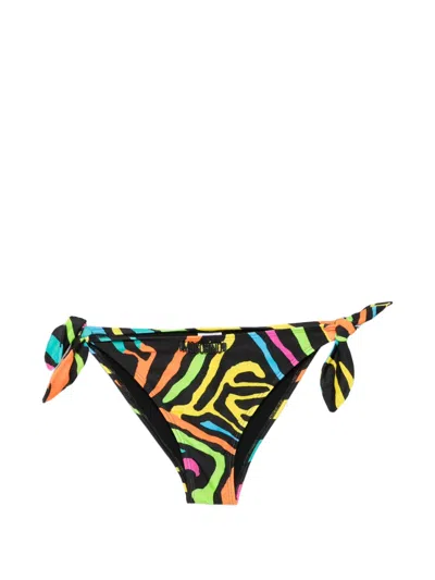 Moschino 지브라 프린트 사이드 타이 비키니 브리프 In Multi