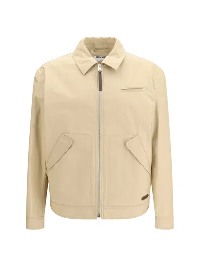 Moschino Zip Closure Jacket In Neutral