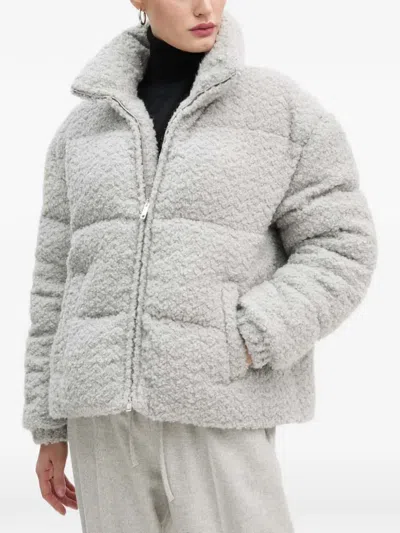 Moschino Zip-fastening Puffer Jacket In Gray