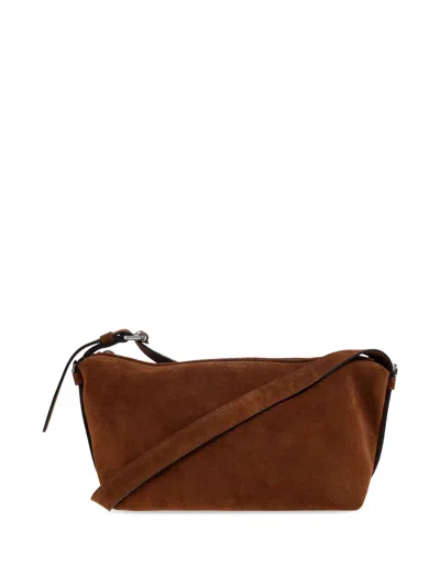 Moschino Zip Leather Tote Bag In Brown