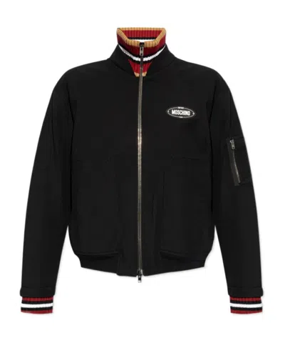 Moschino Zip-up High Neck Jacket In Black