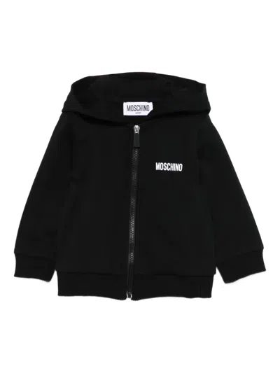 Moschino Babies' Zip-up Hoodie In Black