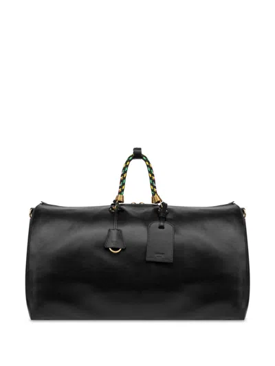 Moschino Zip-up Leather Duffle Bag In Black