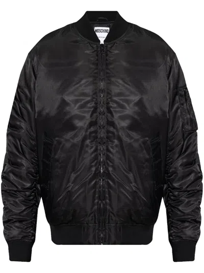 Moschino Zip-up Padded Bomber Jacket In Black