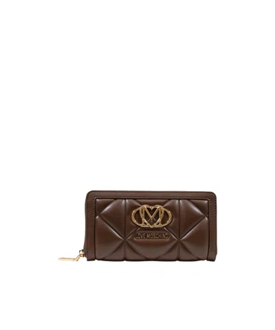 Moschino Zip-around Wallet In Brown