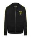 Moschino Zipped Drawstring Hoodie In Black