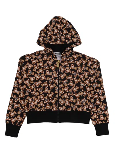 Moschino Kids' Zipped Hoodie In Animal Print