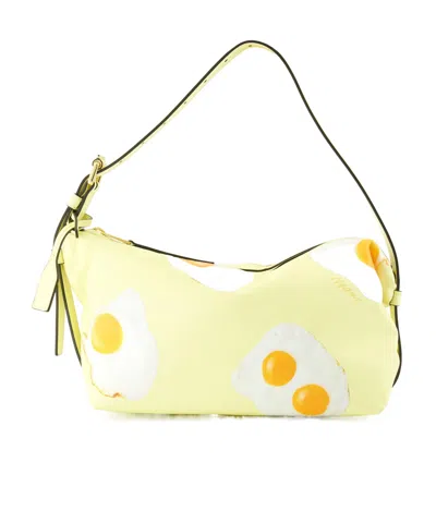 Moschino Zipper Shoulder Bag In Yellow