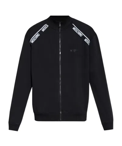 Moschino Zipper Sweatshirt In Black