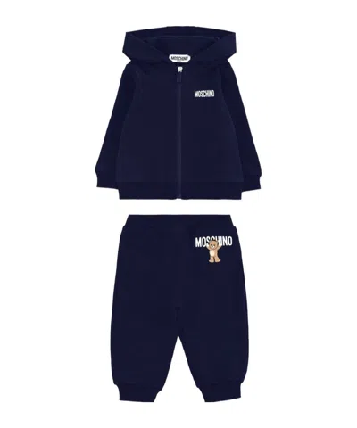 Moschino Kids' Zipper Sweatshirt  Pants Two-piece Set In Blue