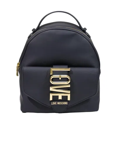 Moschino Zippered Backpack In Black