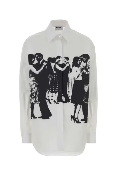 Moschino -inspired Classic Button-front Shirt For Women In White