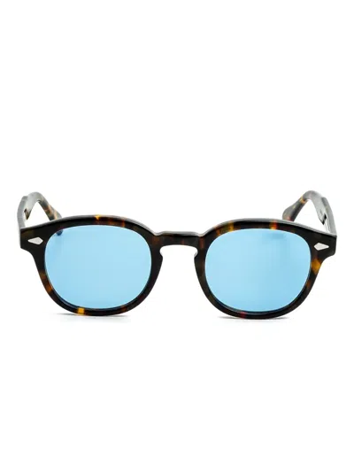Moscot Lemtosh Tortoiseshell Round-frame Sunglasses In Black