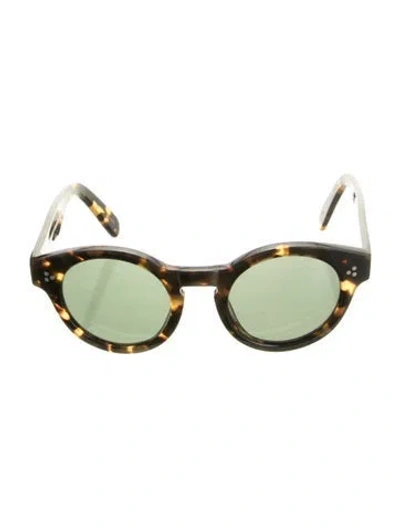 Pre-owned Moscot Round Mirrored Sunglasses In Brown