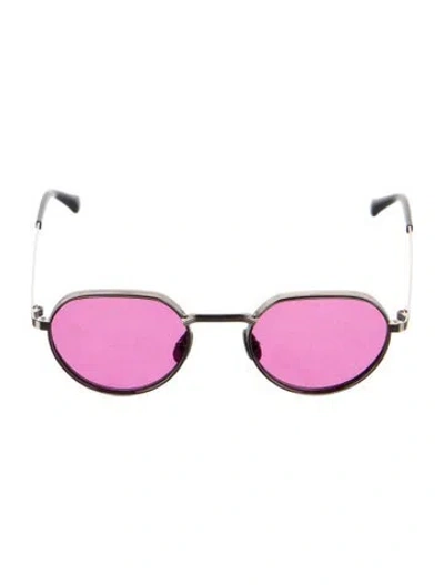 Pre-owned Moscot Round Tinted Sunglasses In Black/silver