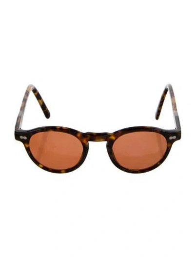 Pre-owned Moscot Round Tinted Sunglasses In Brown