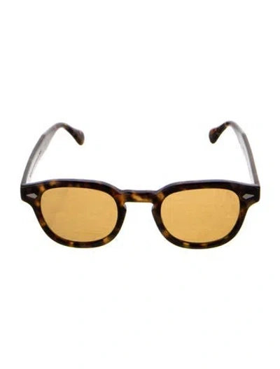 Pre-owned Moscot Round Tinted Sunglasses In Brown