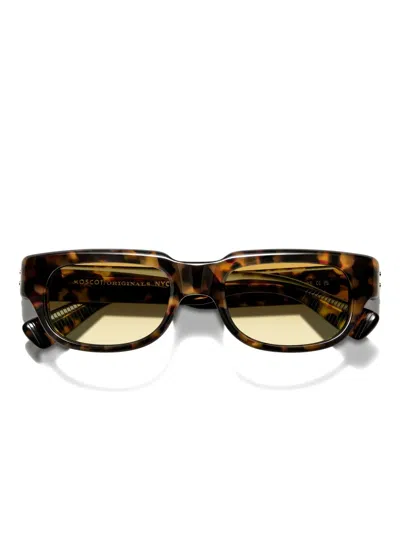 Moscot Shtup Rectangle-frame Sunglasses In Brown