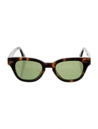 Pre-owned Moscot Wayfarer Mirrored Sunglasses In Brown