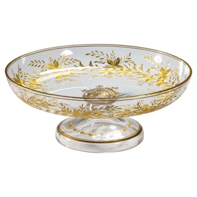 Pre-owned Moser Antique Crystal Cut Gilded Tazza Footed Bowl, Attrb To Josephinenhutte In Gold