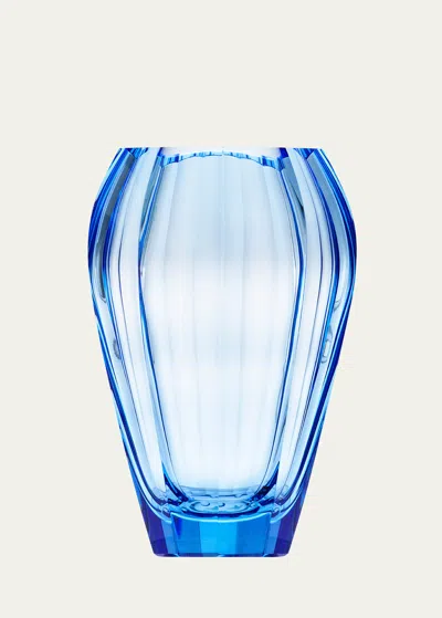 Moser Diva Cut Vase In Blue