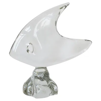 Pre-owned Moser French -millot Paris Crystal Art Glass Fish Sculpture Decorative Object In Gray