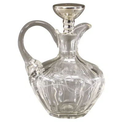 Pre-owned Moser Hand Blown Crystal Intaglio Poppy Decanter W/ Sterling Silver Stopper
