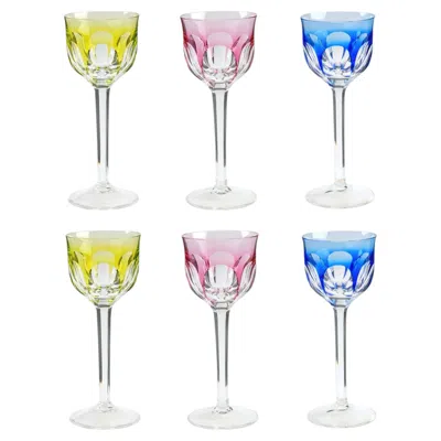 Pre-owned Moser Multicolored Set Of 6 Mog11 Crystal Wine Glasses By , 1960s In Gray
