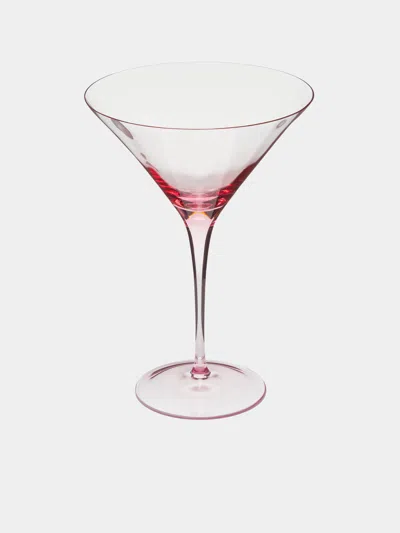Moser Optic Hand-blown Crystal Martini Glasses (set Of 2)  Abask Gift Set In Pink