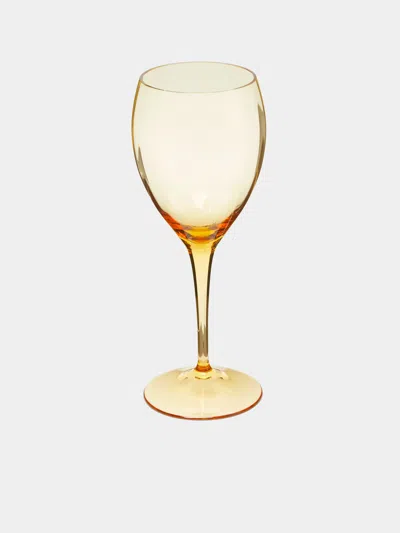 Moser Optic Hand-blown Crystal White Wine Glasses (set Of 2)  Abask Gift Set In Orange