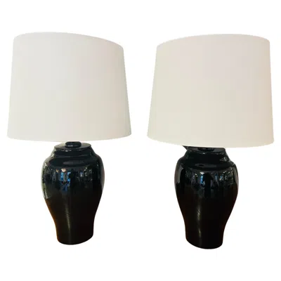 Pre-owned Moser Pair Of Austrian  Crystal 1970 Table Lamps In Sand