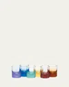 Moser Set Of Six Pebbled Crystal Shot Glasses In Rainbow