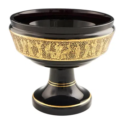 Pre-owned Moser Signed  Amethyst Footed Bowl With Oroplastique Decorative Frieze, C1920 In Purple