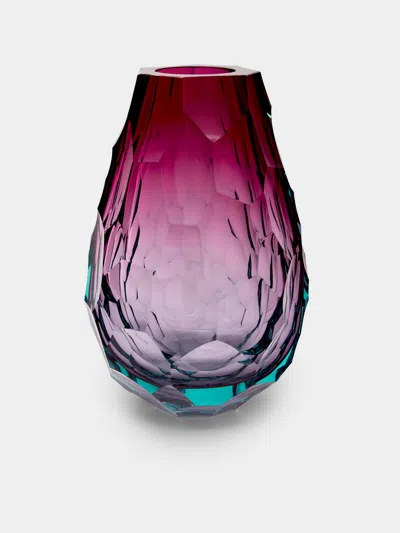 Moser Stones Hand-blown Crystal Vase  Abask Luxury Gift In Pink
