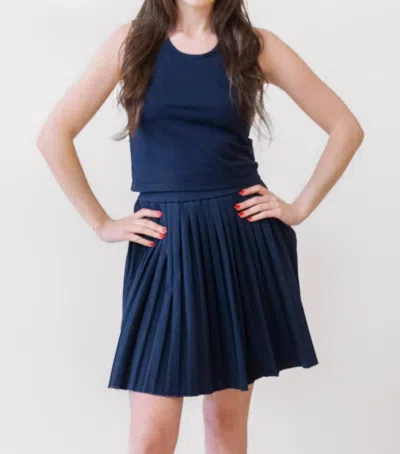 Moshi Les Tien Paulina Box Pleat Tennis Skirt In Navy In Blue