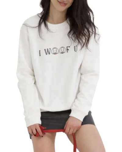 Moshiqa I Woof U Embroidery Sweatshirt In White