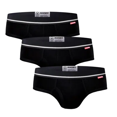 Mosmann Australia Men's Black Three-pack Bamboo Briefs - Pepper